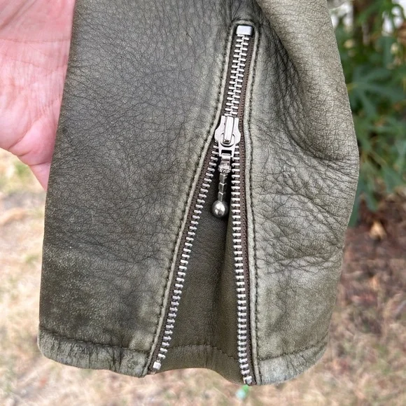 What Goes Around Comes Around Olive Jeather Jacket - Picture 4 of 7